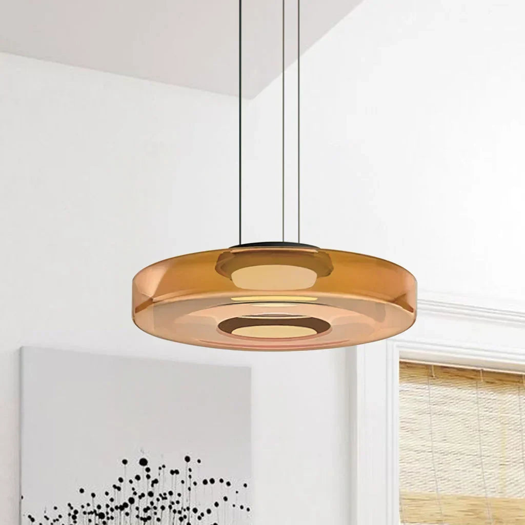 Jonas Nordic Glass Pendant Light - Modern 3-Layer Disc Chandelier