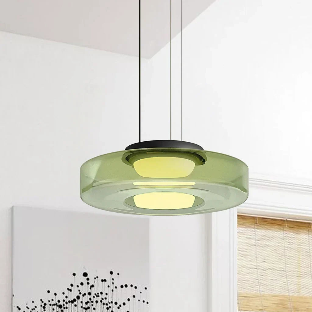 Jonas Nordic Glass Pendant Light - Modern 3-Layer Disc Chandelier