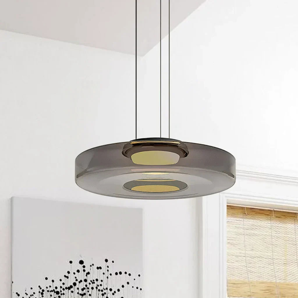 Jonas Nordic Glass Pendant Light - Modern 3-Layer Disc Chandelier