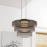 Jonas Nordic Glass Pendant Light - Modern 3-Layer Disc Chandelier