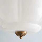 Liora Vintage Pumpkin Glass Pendant Light - Retro Brass Ceiling Fixture