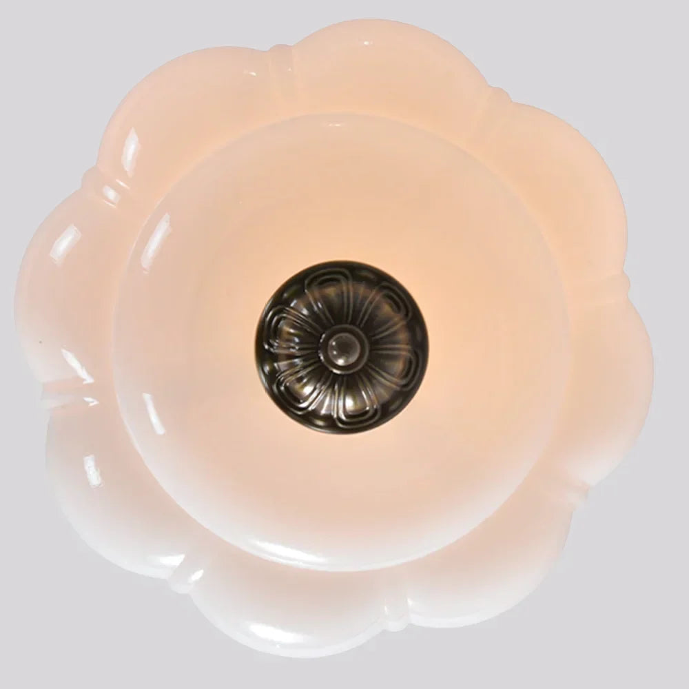 Liora Vintage Pumpkin Glass Pendant Light - Retro Brass Ceiling Fixture