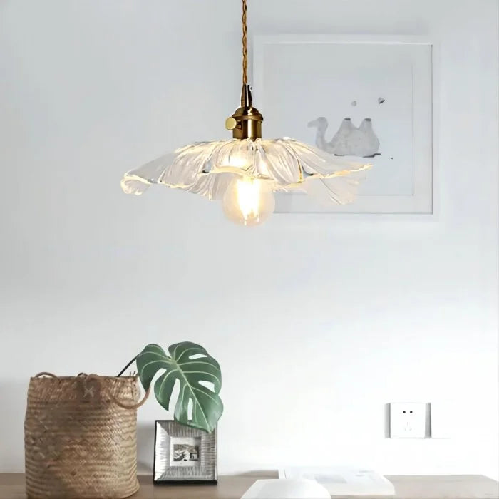Dennehy Lotus Retro Glass Pendant Light - Vintage Mid-Century Floral Lamp