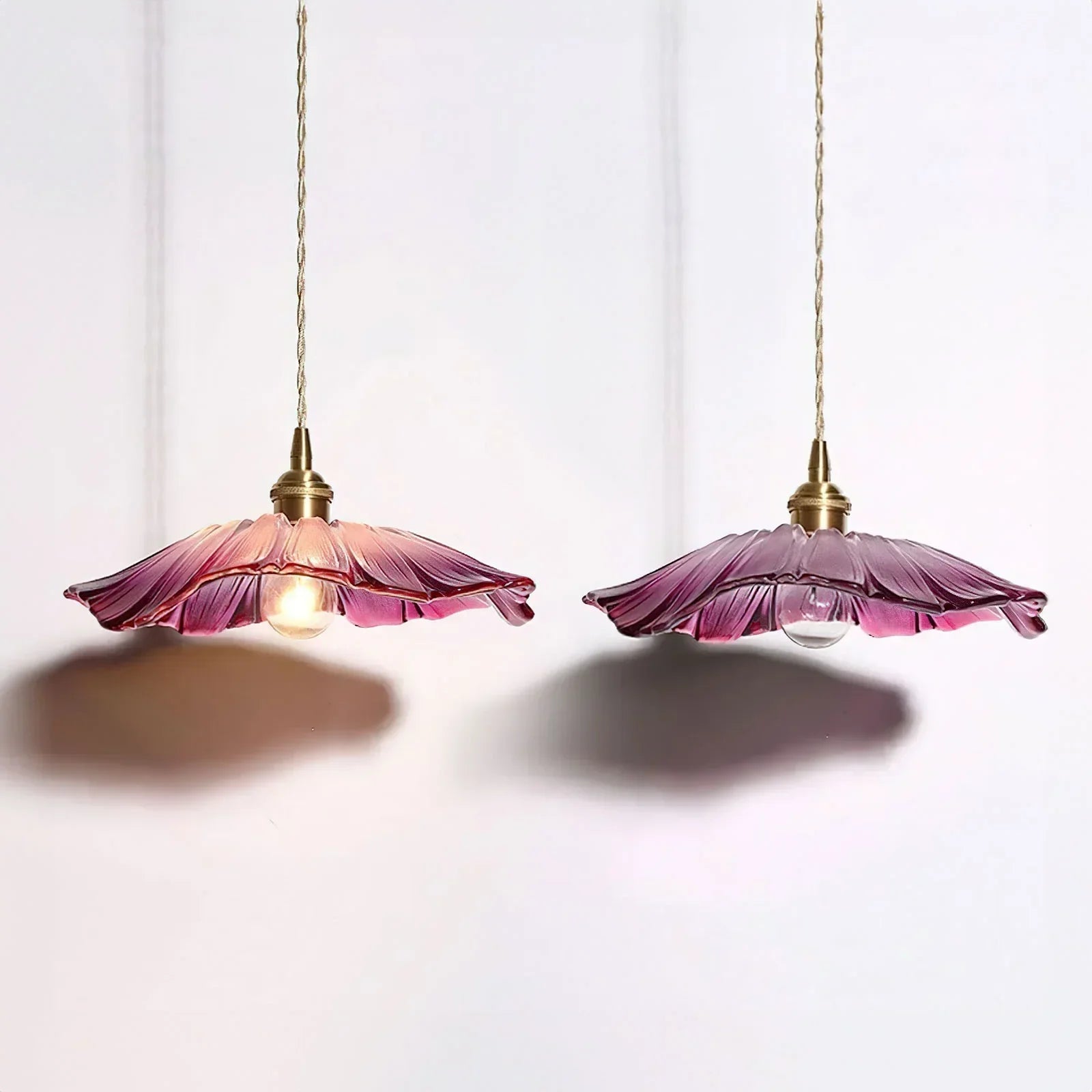 Dennehy Lotus Retro Glass Pendant Light - Vintage Mid-Century Floral Lamp