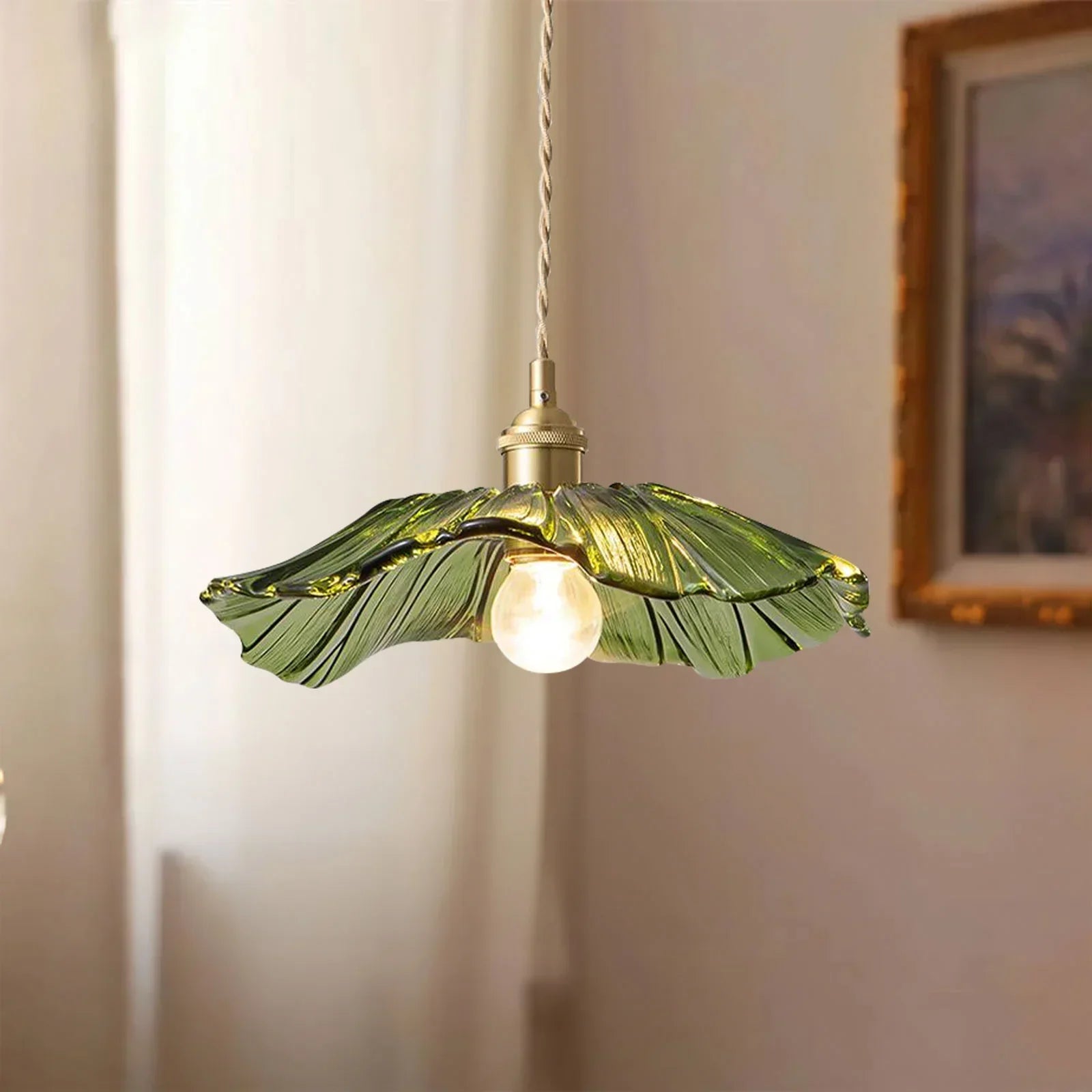 Dennehy Lotus Retro Glass Pendant Light - Vintage Mid-Century Floral Lamp