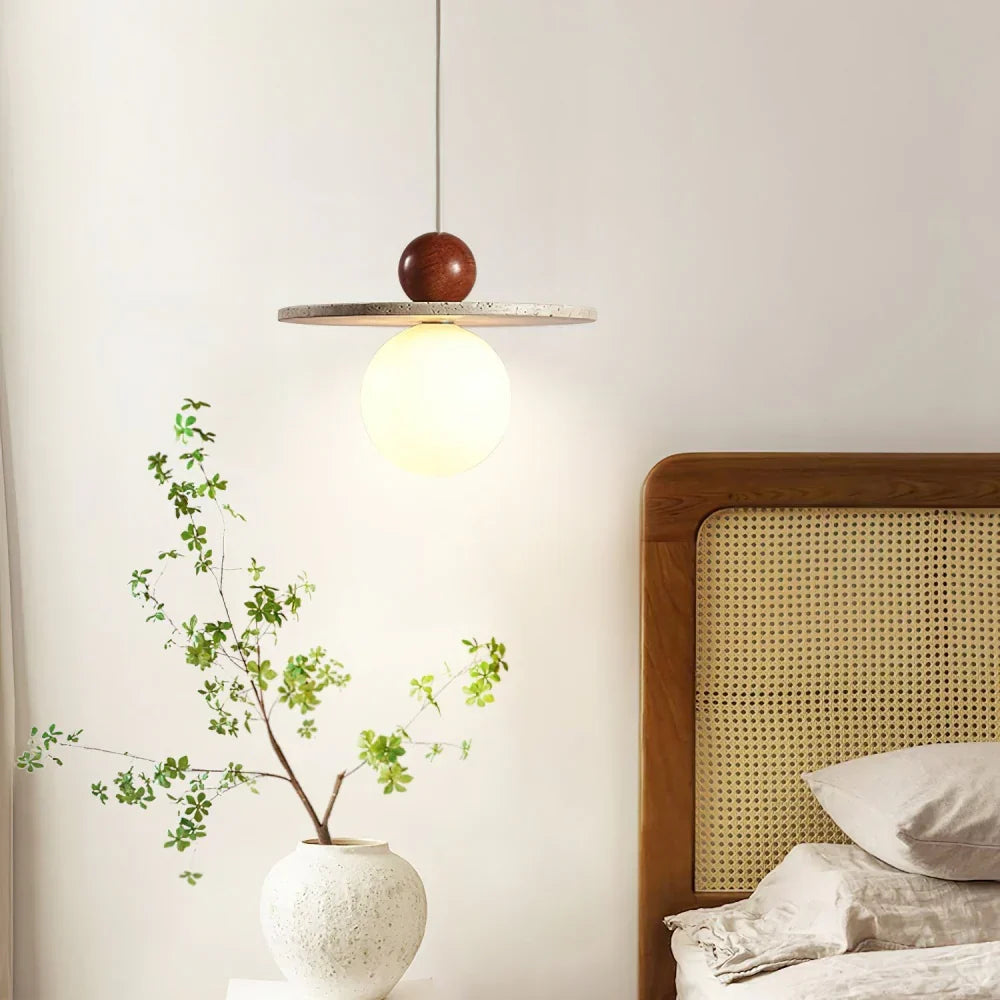 Lysira Skandinavien Travertin Scheiben-Pendelleuchte | Minimalistische Steinlampe