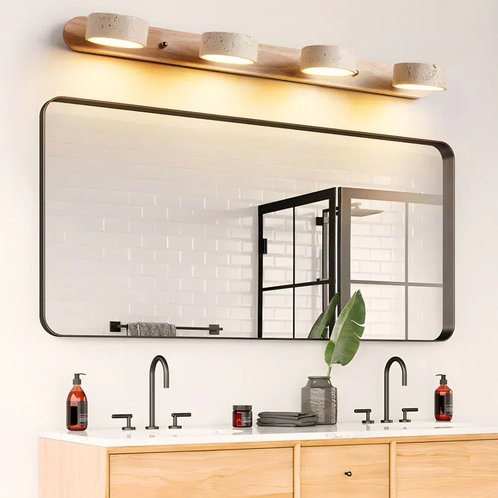 Applique murale pivotante Lysvalen Japandi en travertin - Luminaire mural en pierre naturelle