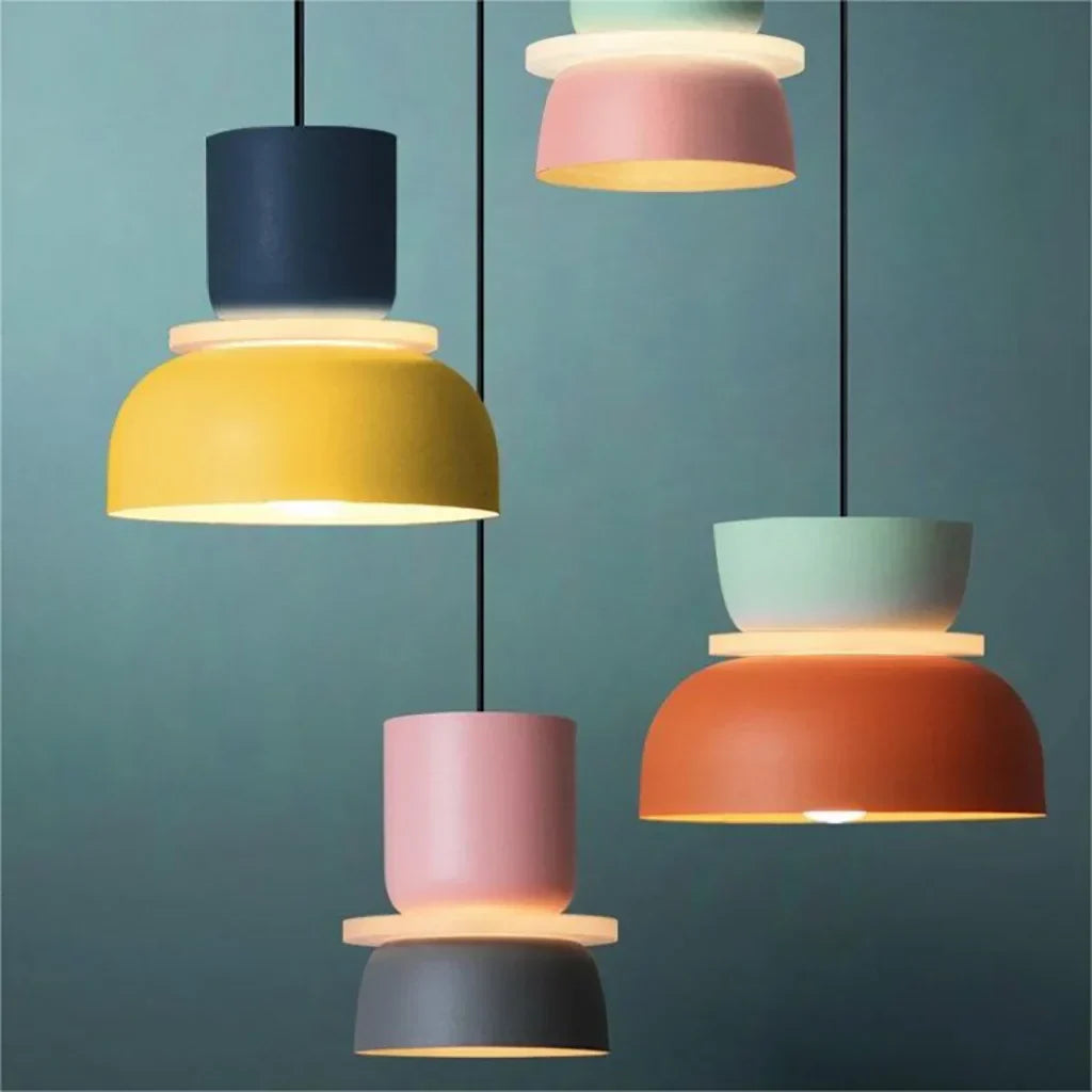 Lucie Nordic Color Block Pendant Light - Modern Minimalist Hanging Lamp