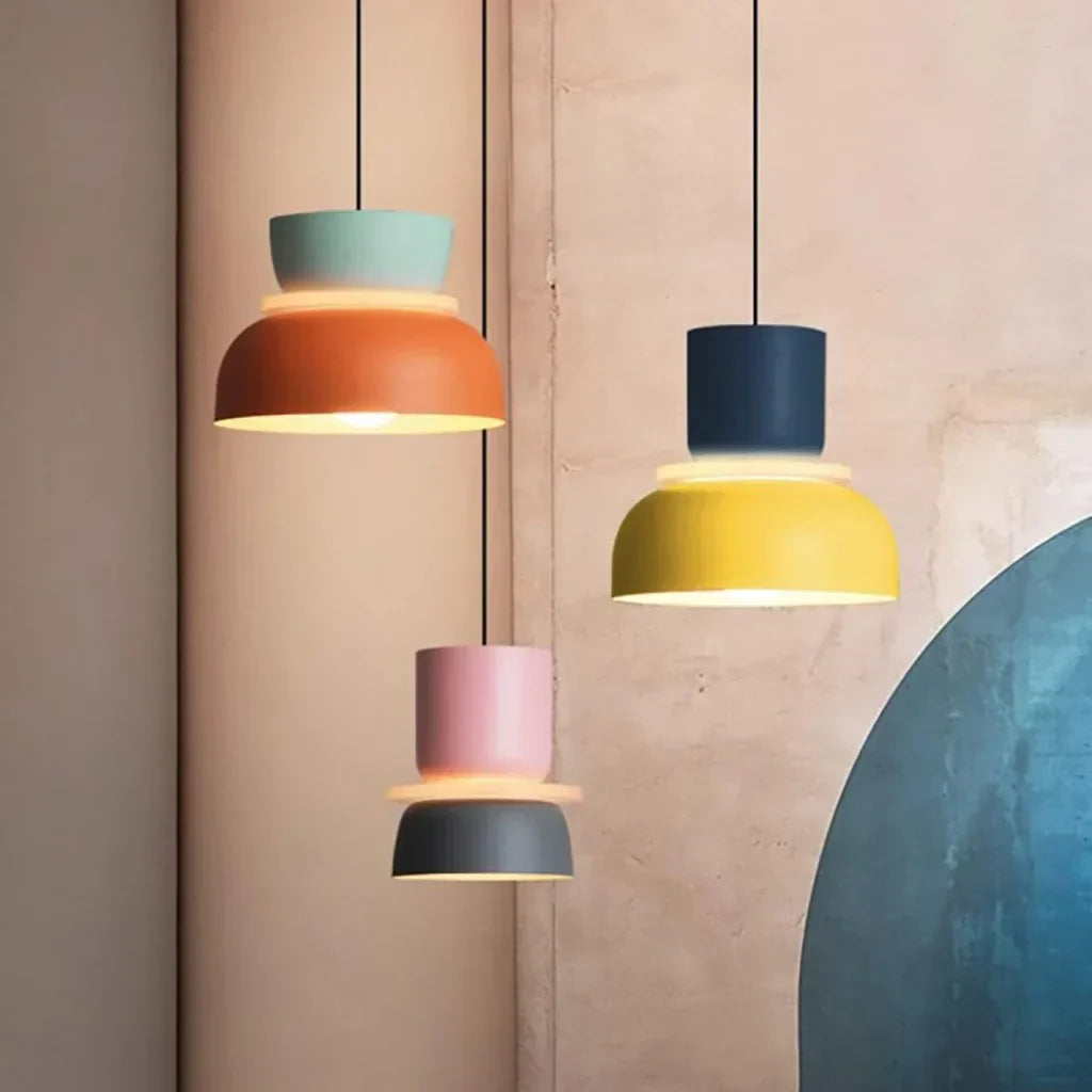 Lucie Nordic Color Block Pendant Light - Modern Minimalist Hanging Lamp