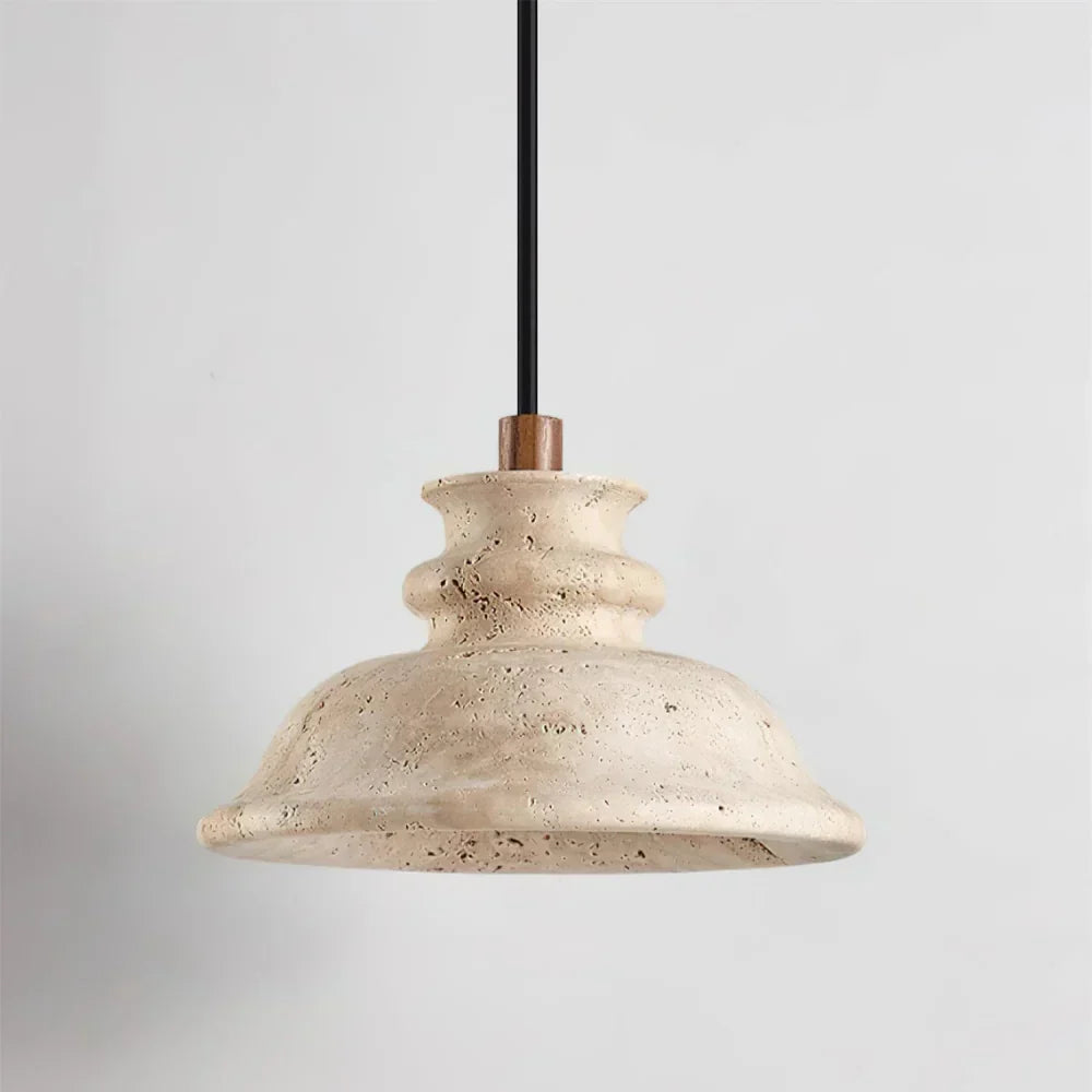 Maja Wabi-Sabi Travertin Glocken-Pendelleuchte | Hängelampe aus Naturstein