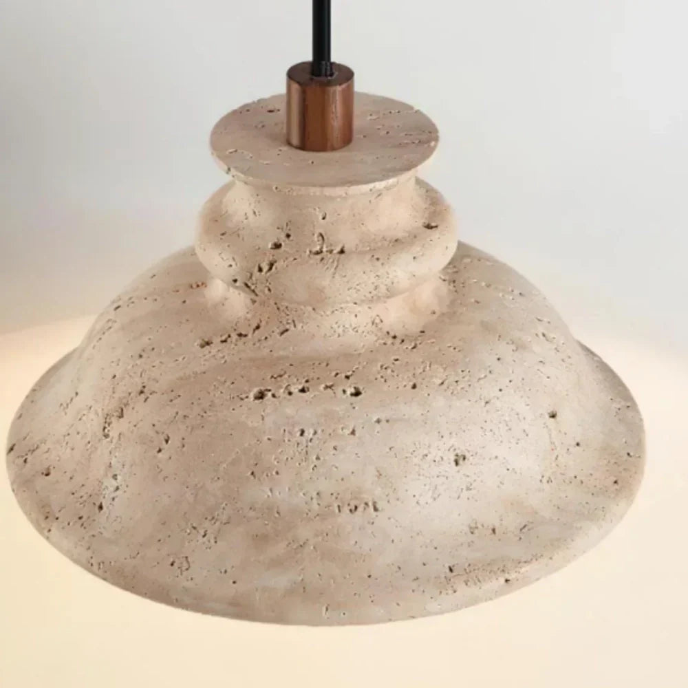 Maja Wabi-Sabi Travertin Glocken-Pendelleuchte | Hängelampe aus Naturstein