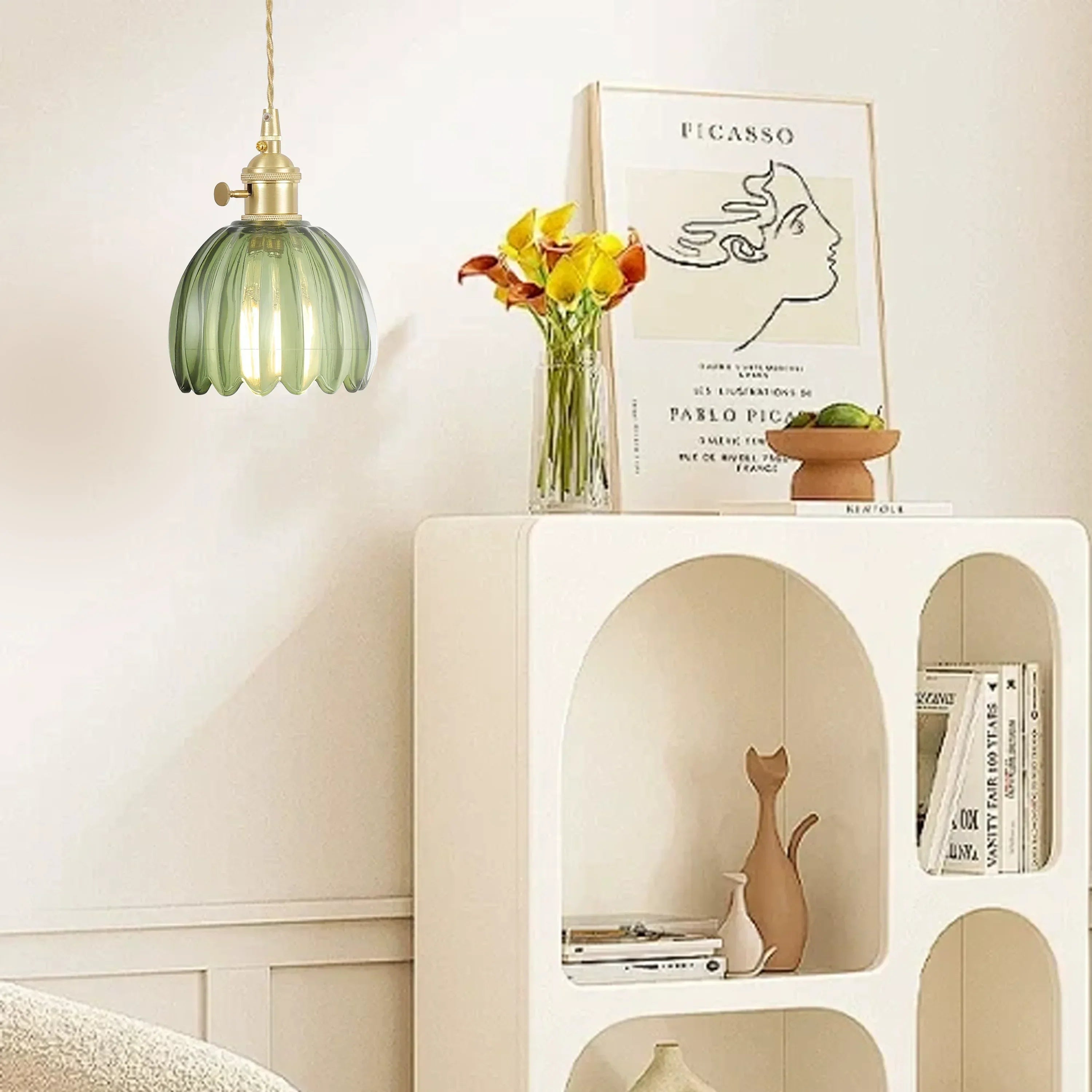 Suspension Marlee petite fleur en verre | Lustre élégant en verre floral