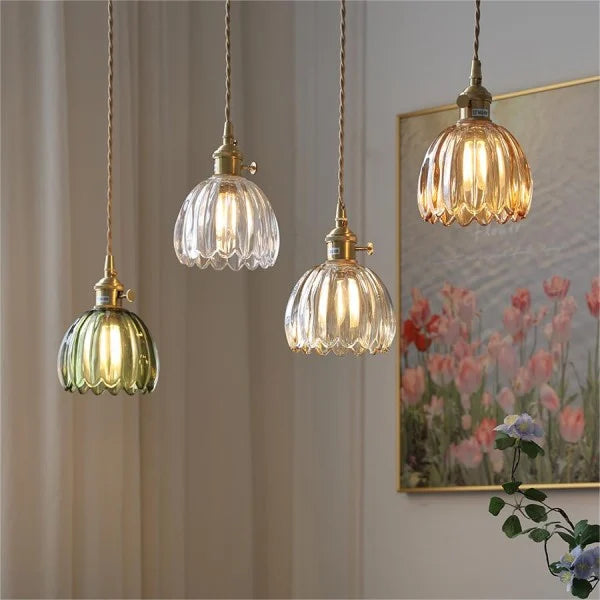 Suspension Marlee petite fleur en verre | Lustre élégant en verre floral