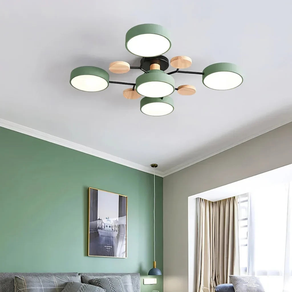 Murray Macaron LED Molecular Ceiling Light - Modern Wood & Metal Design