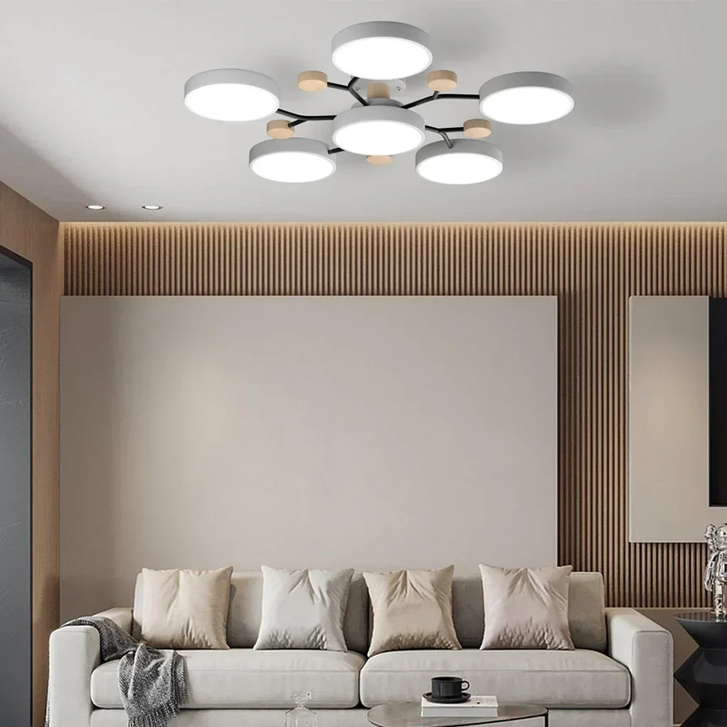 Murray Macaron LED Molecular Ceiling Light - Modern Wood & Metal Design