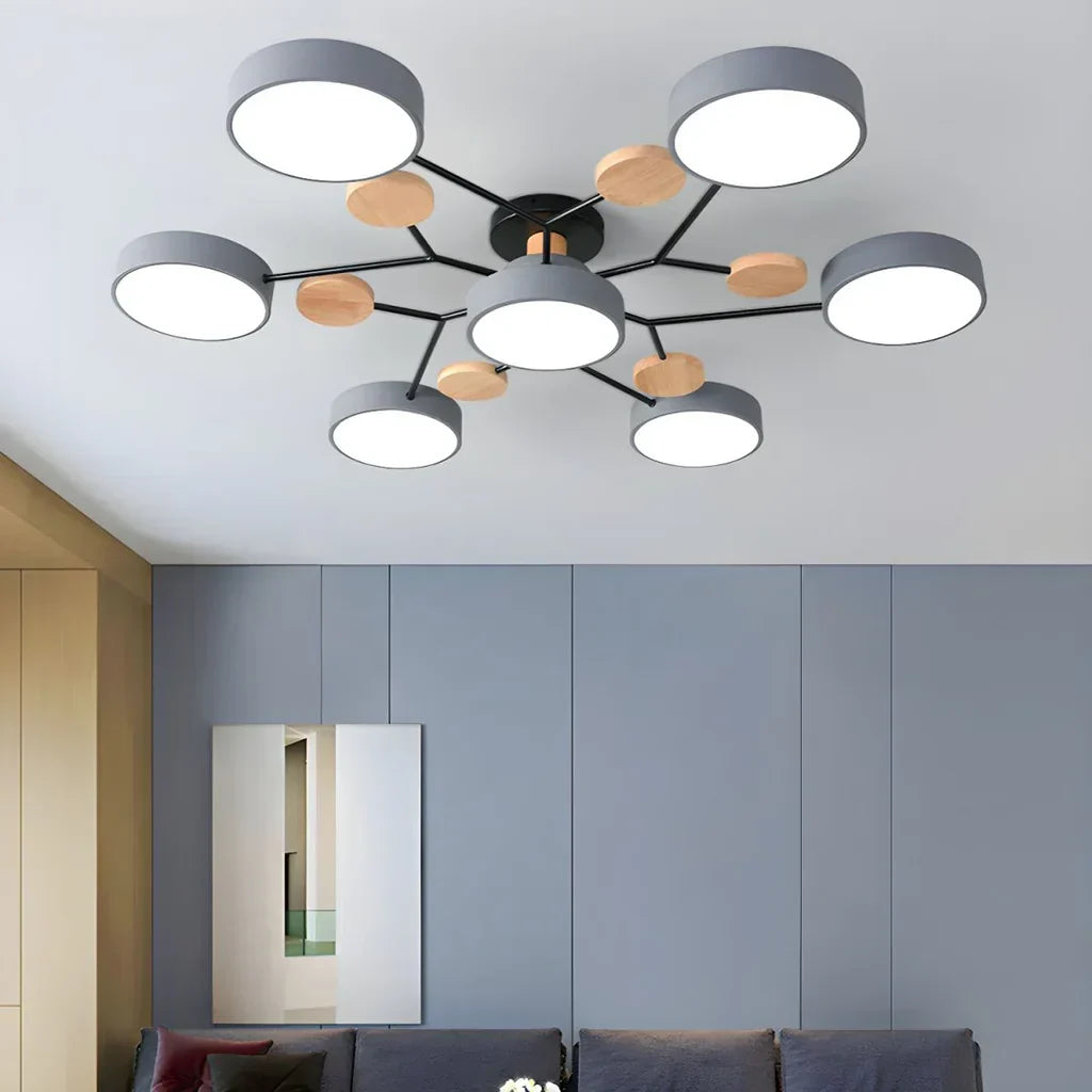 Murray Macaron LED Molecular Ceiling Light - Modern Wood & Metal Design