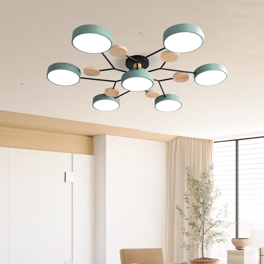 Murray Macaron LED Molecular Ceiling Light - Modern Wood & Metal Design