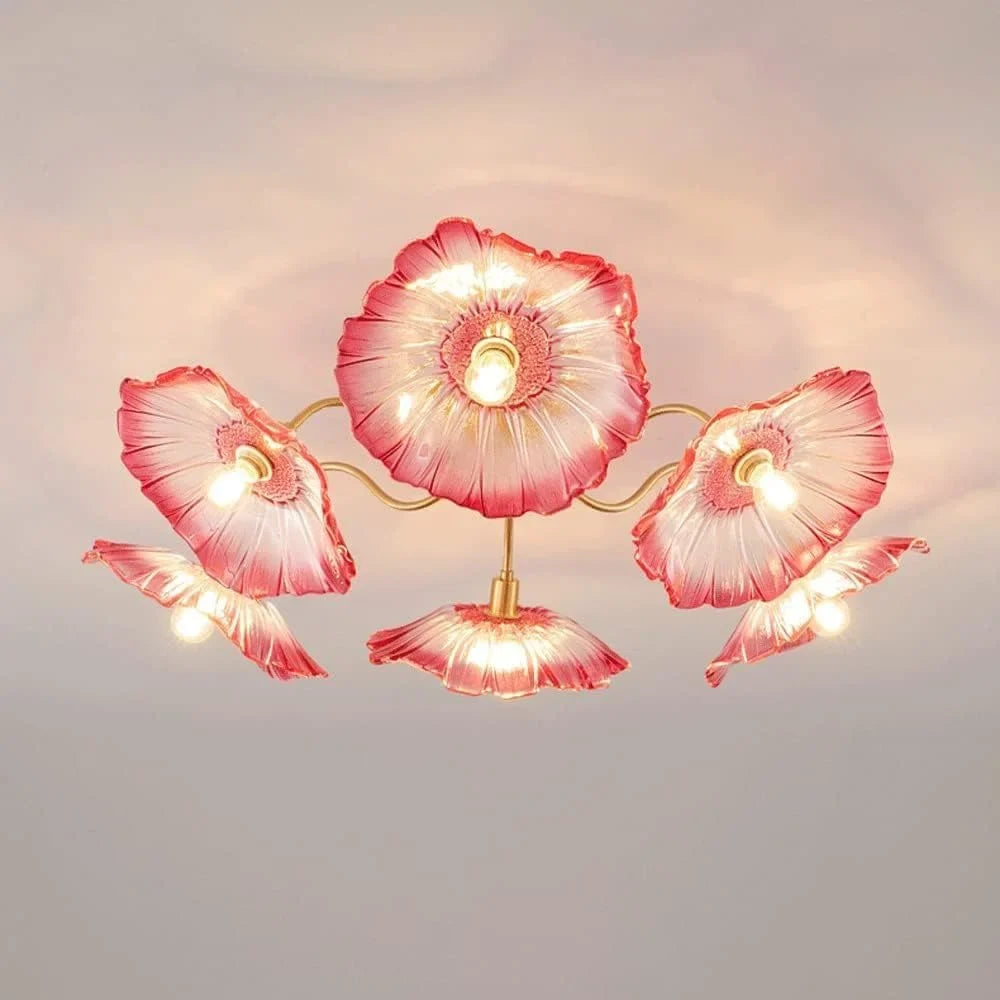 Plafonnier en verre feuille de lotus Nivara | Plafonnier encastré style pastoral vintage