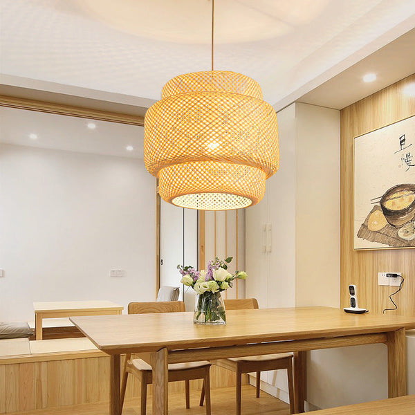 Modern Bamboo Rattan Woven Pendant Lamp