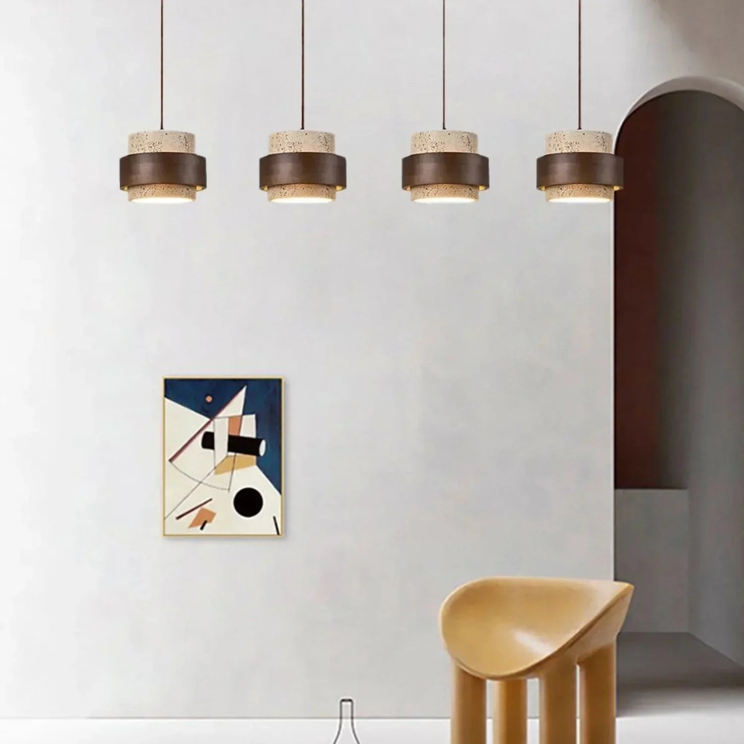 Orvina Travertine Pendant Light - Japandi Wabi-Sabi Stone Kitchen Island Lamp