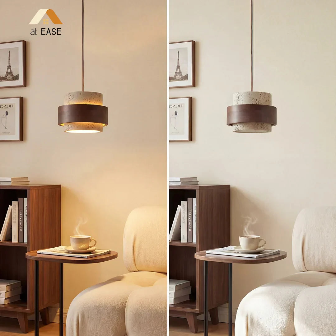Orvina Travertine Pendant Light - Japandi Wabi-Sabi Stone Kitchen Island Lamp