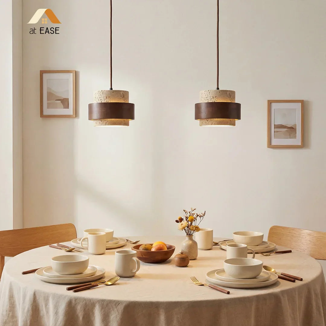 Orvina Travertine Pendant Light - Japandi Wabi-Sabi Stone Kitchen Island Lamp