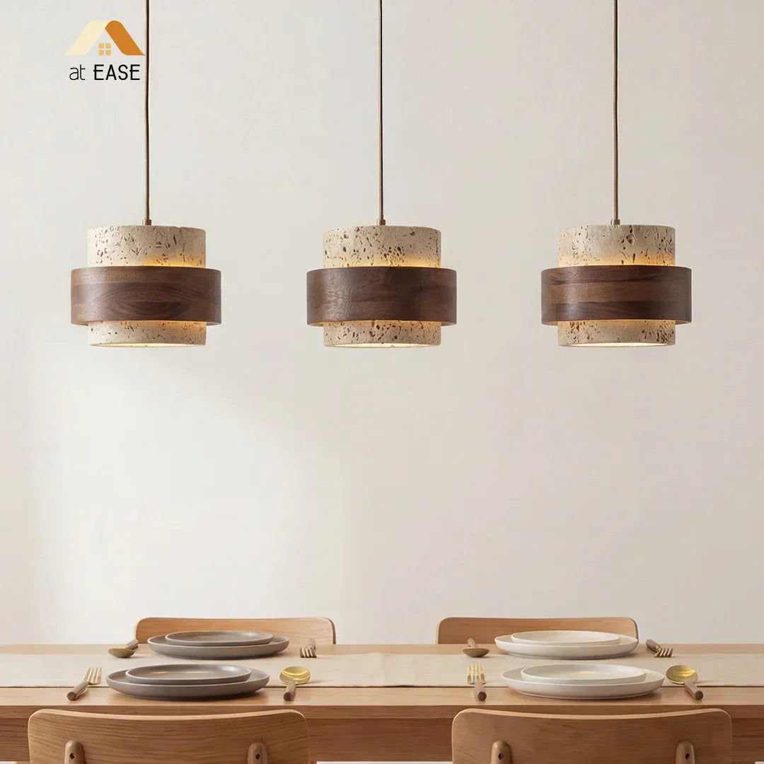 Orvina Travertine Pendant Light - Japandi Wabi-Sabi Stone Kitchen Island Lamp
