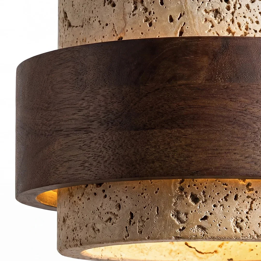 Orvina Travertine Pendant Light - Japandi Wabi-Sabi Stone Kitchen Island Lamp