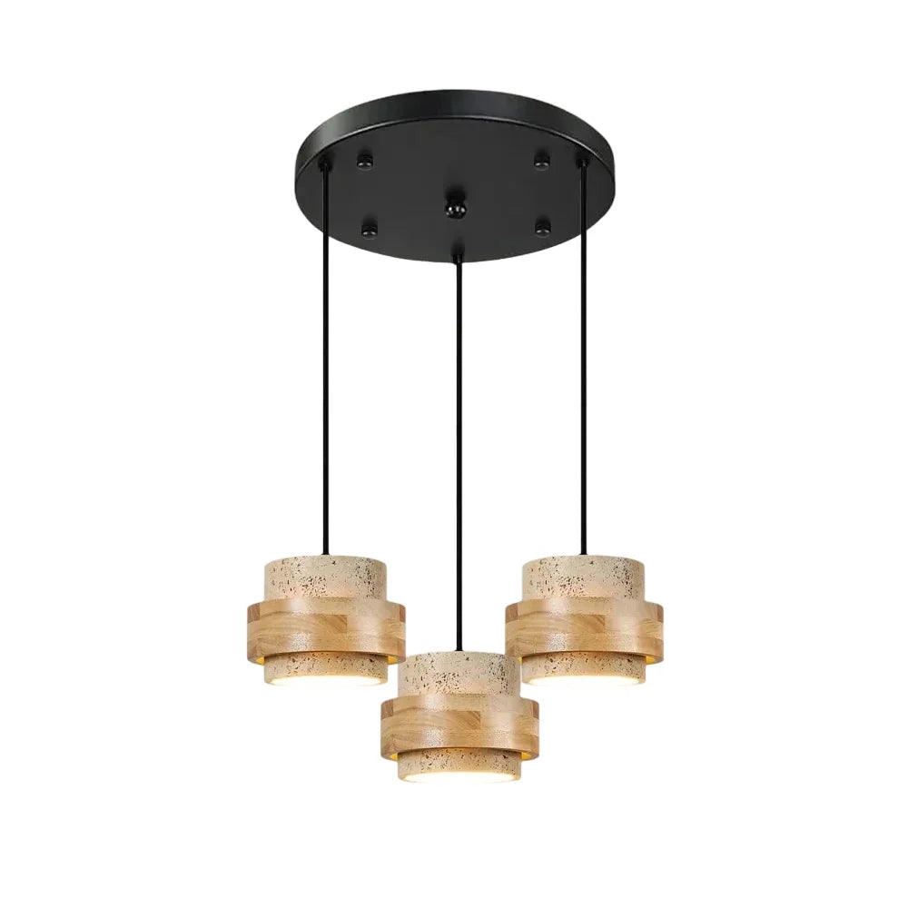 Orvina Travertine Pendant Light - Japandi Wabi-Sabi Stone Kitchen Island Lamp