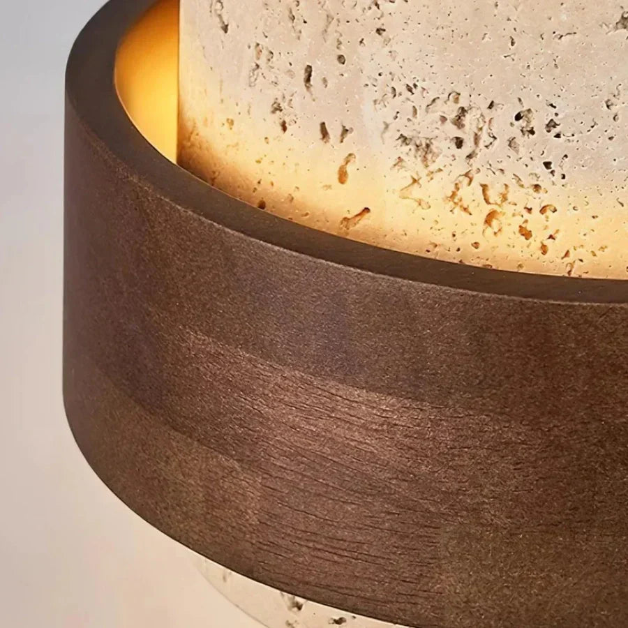 Owen Travertine Wabi-Sabi Ceiling Light - Handcrafted Minimalist Flush Mount