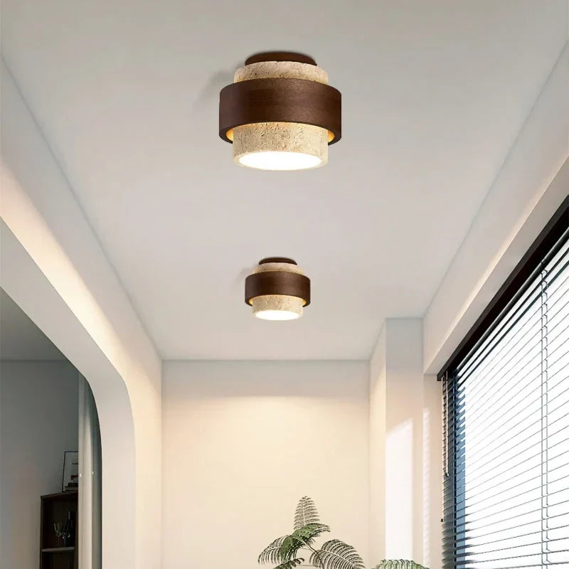 Owen Travertin Wabi-Sabi Deckenleuchte – Handgefertigte minimalistische Deckenlampe