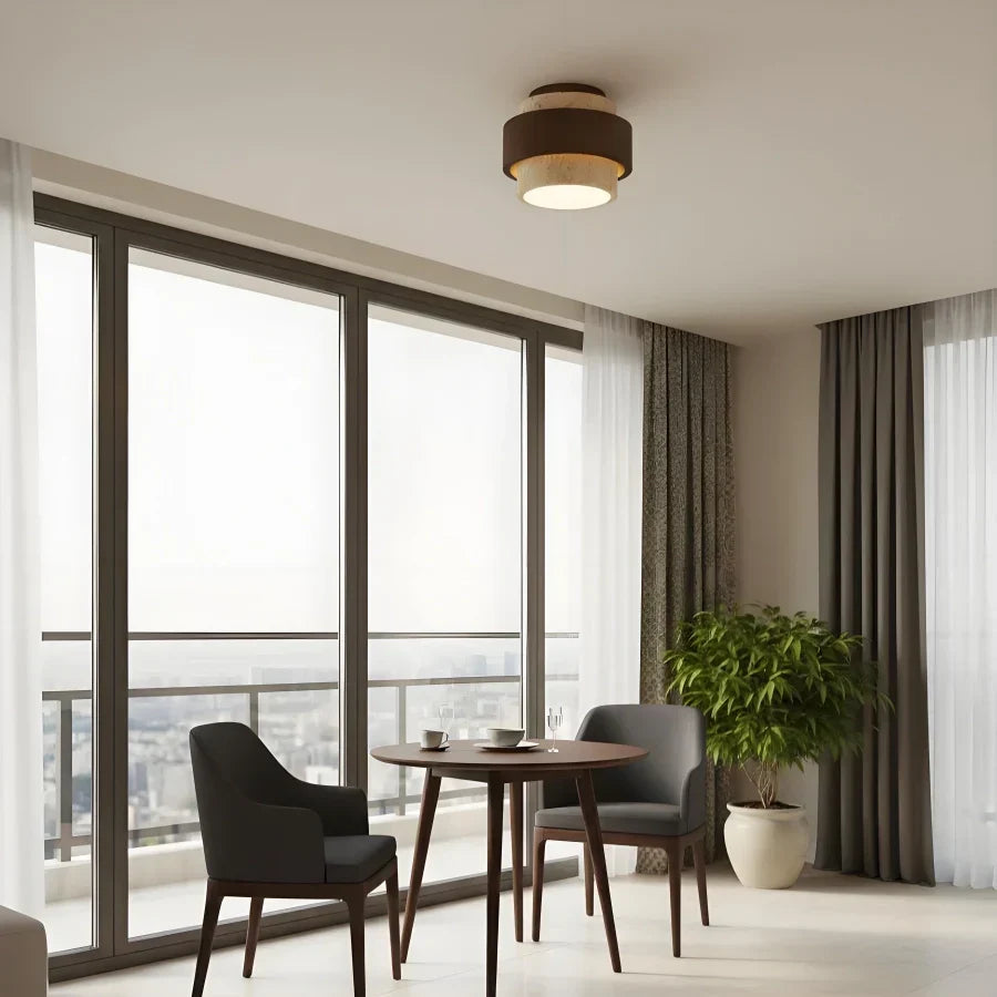Owen Travertine Wabi-Sabi Ceiling Light - Handcrafted Minimalist Flush Mount