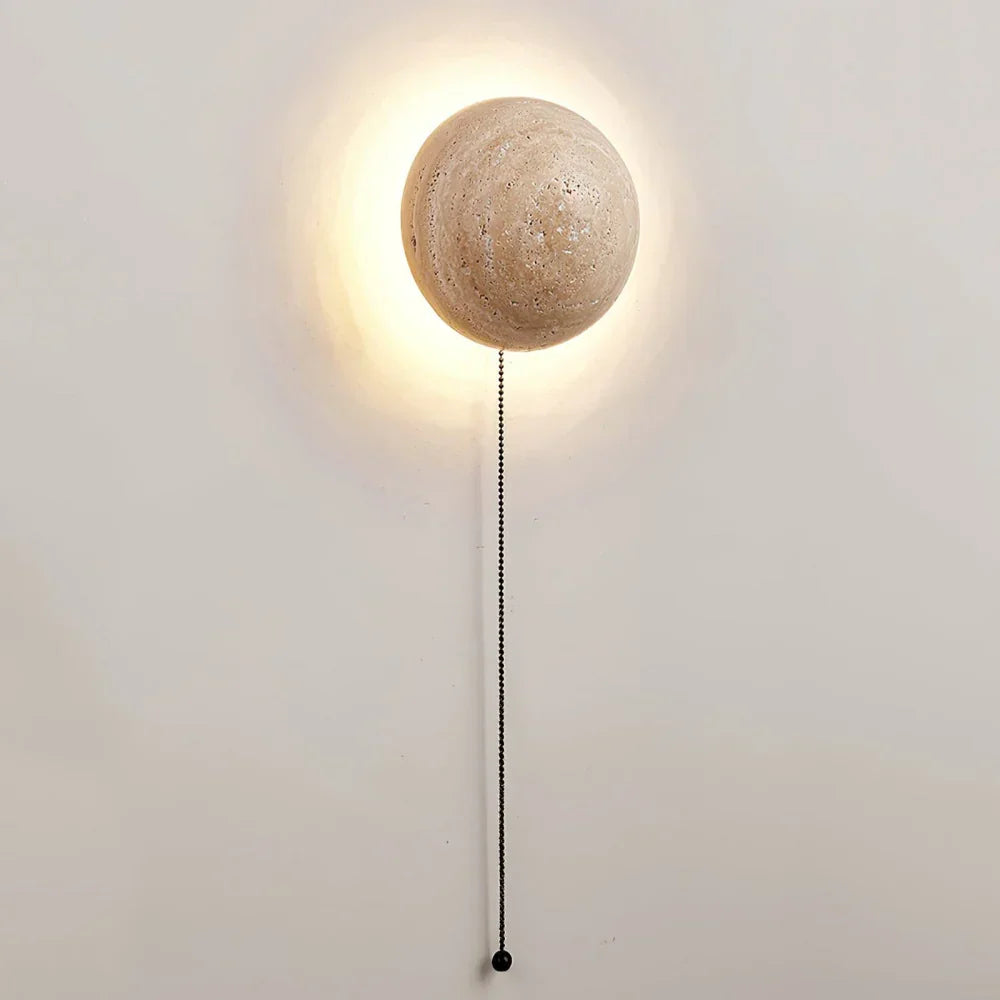 Applique Murale Ronde Ralvion Nordic Travertine - Sconce Minimaliste en Pierre Naturelle