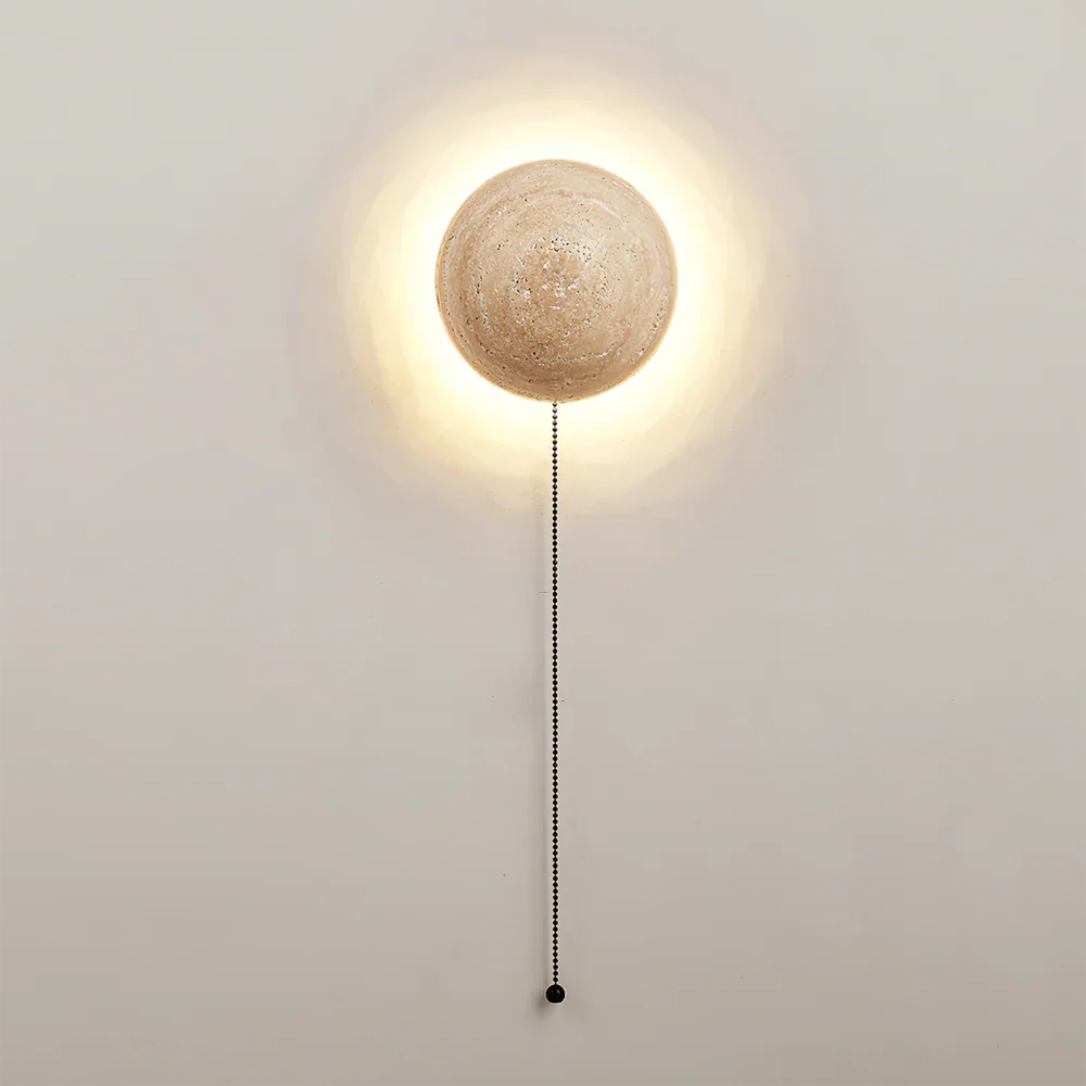 Applique Murale Ronde Ralvion Nordic Travertine - Sconce Minimaliste en Pierre Naturelle