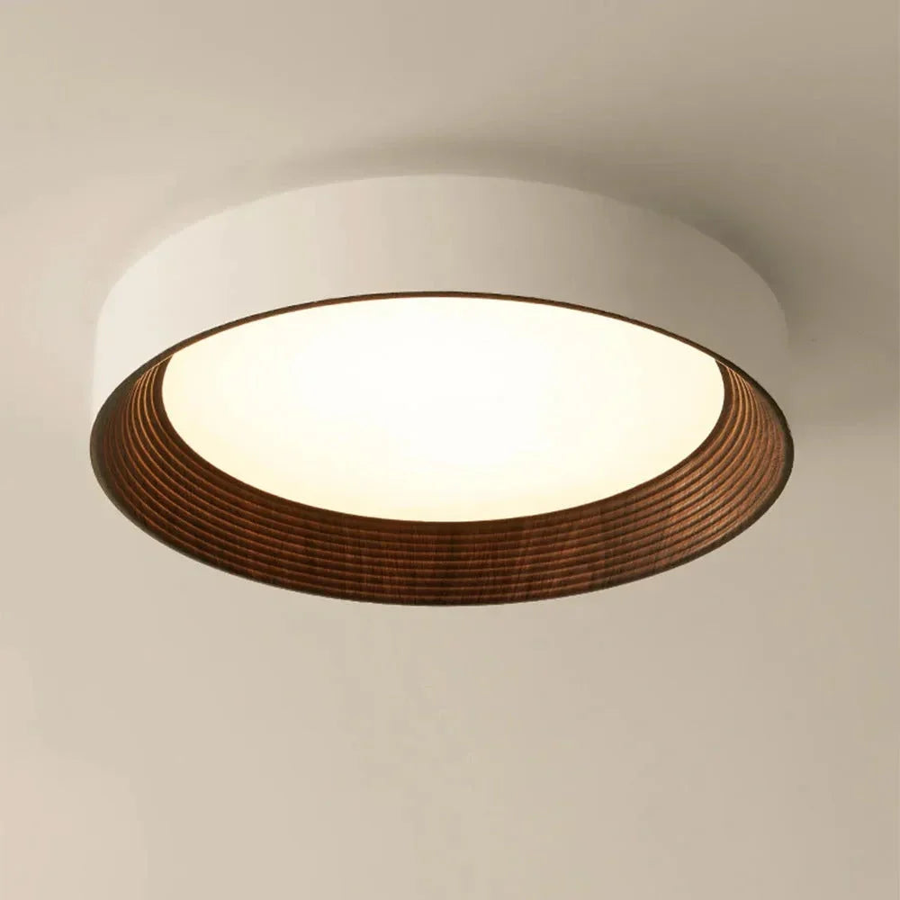 Plafonnier Ronan LED rond et minimaliste | Fini bois moderne