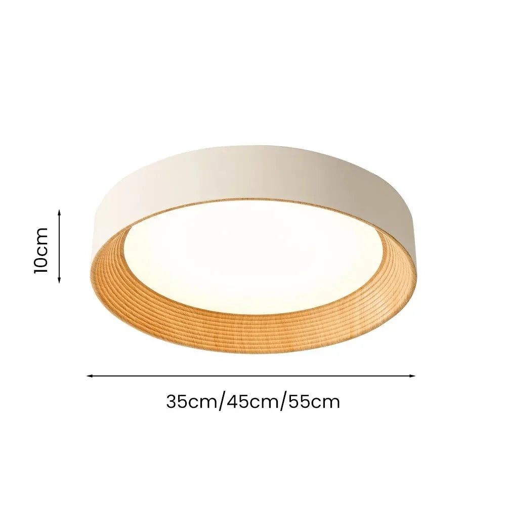 Plafonnier Ronan LED rond et minimaliste | Fini bois moderne