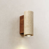 Sylvenna Vintage Column Travertine Wall Light | Natural Stone Sconce