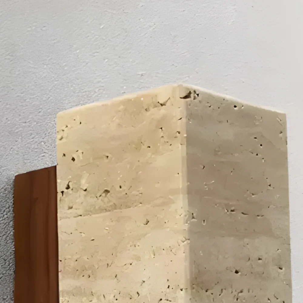 Sylvenna Vintage Column Travertine Wall Light | Natural Stone Sconce