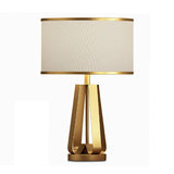 22 Inch 1 Light Golden Faux Silk And Brass Geometric Table Lamp