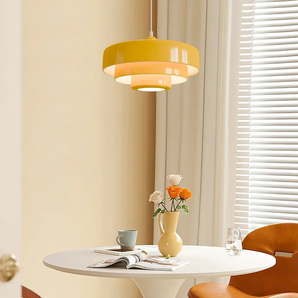 Hind Bauhaus Triple Layer Disc Pendant Light - Modern Macaron Design