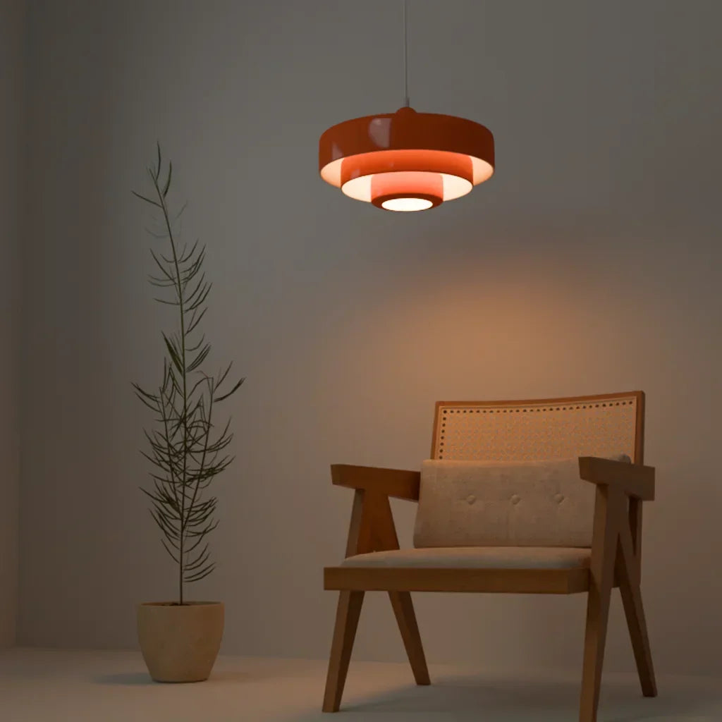 Hind Bauhaus Triple Layer Disc Pendant Light - Modern Macaron Design