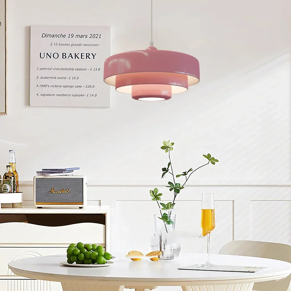 Hind Bauhaus Triple Layer Disc Pendant Light - Modern Macaron Design