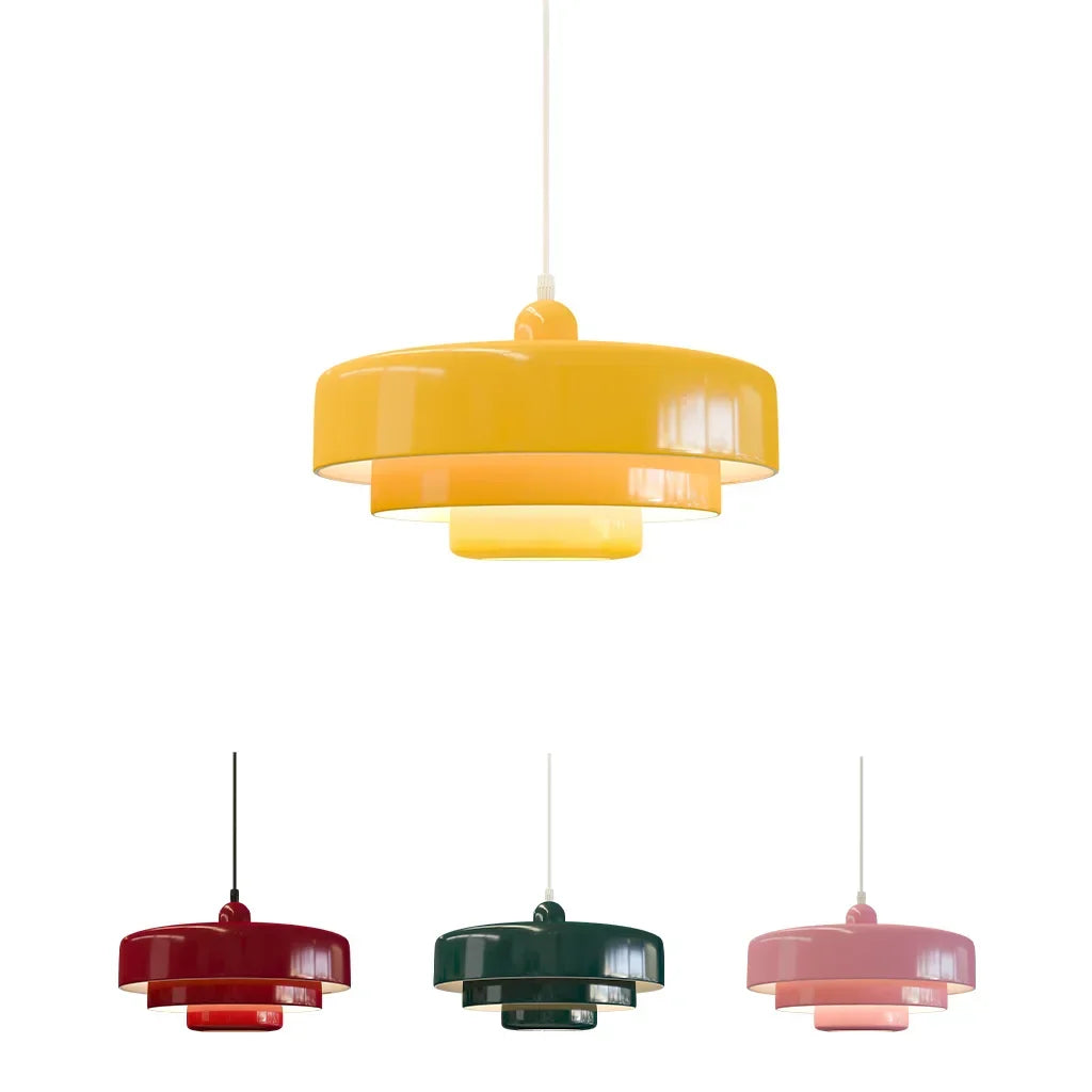 Hind Bauhaus Triple Layer Disc Pendant Light - Modern Macaron Design