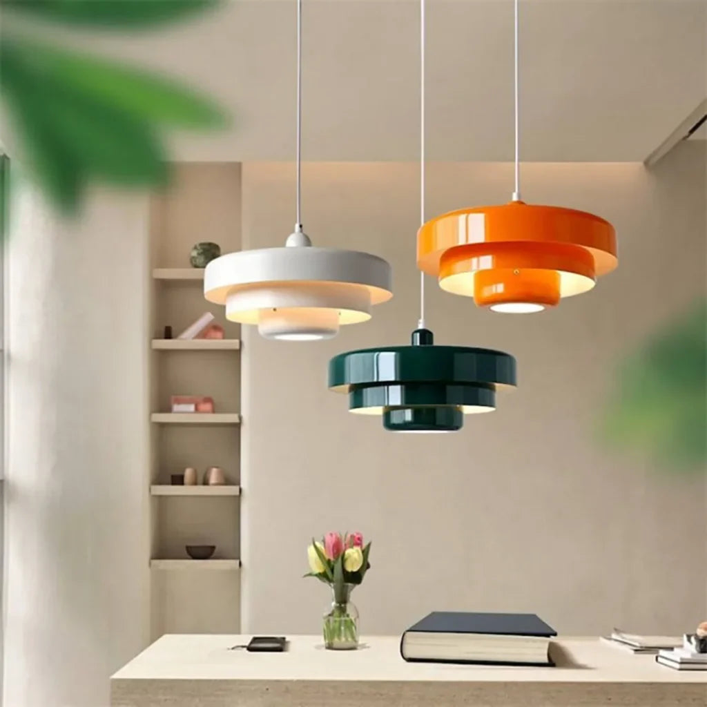 Hind Bauhaus Triple Layer Disc Pendant Light - Modern Macaron Design