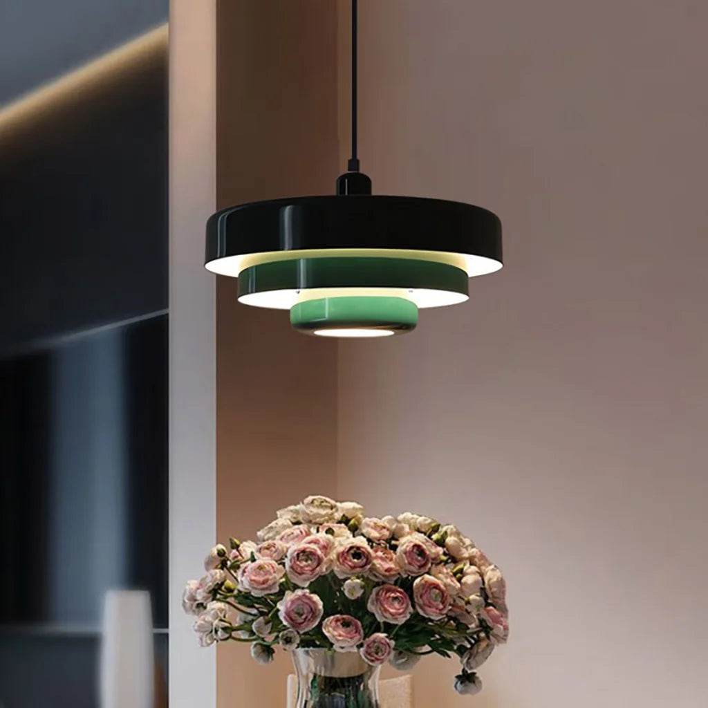 Hind Bauhaus Triple Layer Disc Pendant Light - Modern Macaron Design
