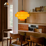 Valenra Macaron Orange Glass Pendant Light | Mid-Century Tiered Lamp