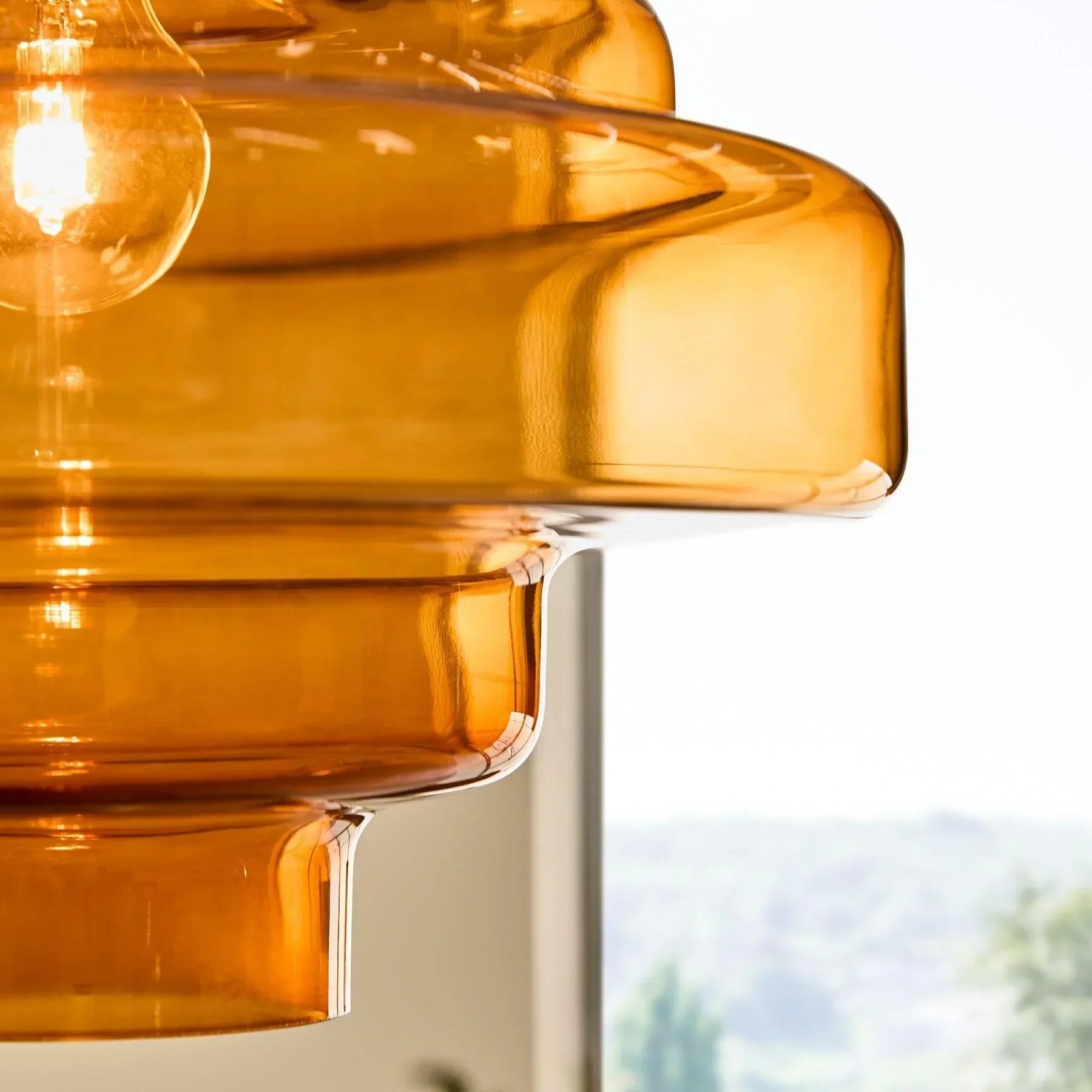 Valenra Macaron Orange Glass Pendant Light | Mid-Century Tiered Lamp