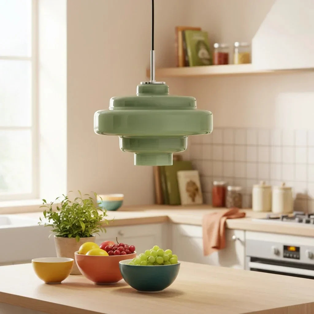 Valenra Macaron Orange Glass Pendant Light | Mid-Century Tiered Lamp