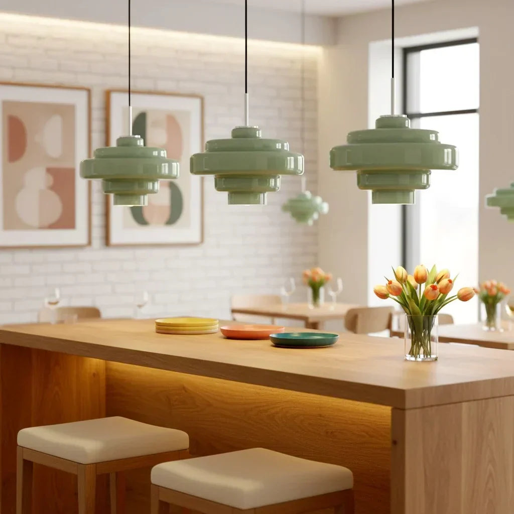 Valenra Macaron Orange Glass Pendant Light | Mid-Century Tiered Lamp