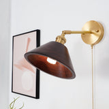 Vintage Wood Plug In Wall Lamp